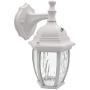 Maxxima LED Outdoor Wall Light, White w/Clear Water Glass, Photocell Sensor, 580 Lumens, 3000K Warm White, Dusk to Dawn Light Sensor