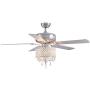 7PMBEANE Crystal Ceiling Fans Light 5 Reversible Wood Blades Contemporary Chandelier 3 Speeds with Remote Control for Living Room Dining Room 52 Inches