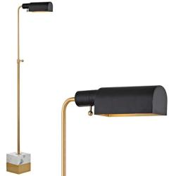 JONATHAN Y JYL3029A Iva 56.5'' Adjustable Brass Library LED Floor Lamp Contemporary,Transitional,Modern for Bedrooms, Living Room, Office, Reading, BrassGold/CarraraMarble