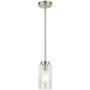 VINLUZ One Light Chandeliers Modern Clear Glass Pendant Lighting Brushed Nickel Dining Room Lighting Fixtures Hanging Contemporary Lamp Semi Flush Mount Ceiling Lights