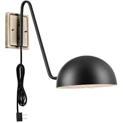 Globe Electric 51373 Addison 1-Light Plug-In Wall Sconce, Matte Black