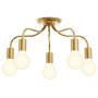 Electro bp;Cozy Style Barebulb 5-Arm Polished Gold Semi Flush Mount Ceiling Lighting Fixtures,300W,18.9''Dia for Entryway