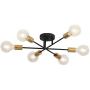 6 Lights Semi Flush Mount Ceiling Light Fixture Contemporary Sputnik Chandelier Black Farmhouse Kitchen Lighting for Dining Room Living Room Bedroom Foyer