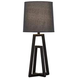 Popity home Modern Small Black Bedside Table Lamp, Farmhouse Nightstand Side Desk Lamp with Metal Base and Black TC Fabric for Bedroom Living Room