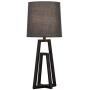 Popity home Modern Small Black Bedside Table Lamp, Farmhouse Nightstand Side Desk Lamp with Metal Base and Black TC Fabric for Bedroom Living Room