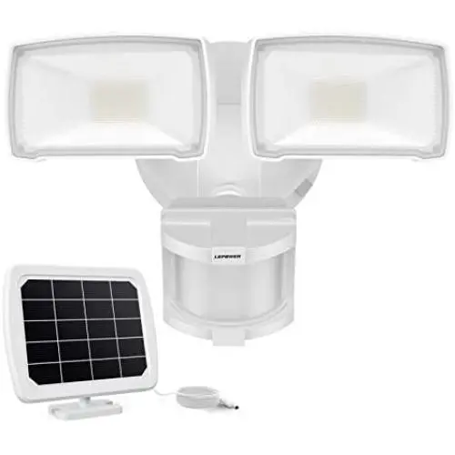 LEPOWER 1000LM Solar LED Security Lights Mtion Outdoor, 2 Adjustable Head Solar Motion Sensor Light, 5500K White Light, IP65 Waterproof Solar Flood Light for Garage, Yard, Patio(White) LEPOWER 1000LM Solar LED Security Lights Mtion Outdoor, 2 Adjustable Head Solar Motion Sensor Light, 5500K White Light, IP65 Waterproof Solar Flood Light for Garage, Yard, Patio(White)