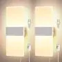 Plug in Wall Sconce Dimmable Set of 2, LIGHTESS LED Wall Light Fixture 12W Acrylic Modern Wall Lamp for Living Room Bedroom, Warm White
