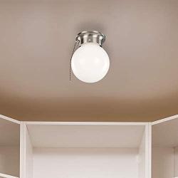 Design House 519272 Traditional 1 Indoor Ceiling Mount Globe Light Dimmable for Bedroom Dining Room Kitchen, Pull Chain, Satin Nickel