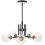 MOTINI 5-Light Sputnik Chandelier with Clear Glass 5LT Modern Pendant Geometric Light Rod Hanging Lighting Indoor 27''x 27''x11'', Black/Brushed Nickel