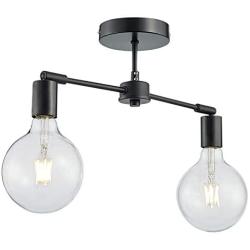 ANJIADENGSHI Matte Black Ceiling Light, 2-Light Modern Style Ceiling Lights Fixture for Living Room Dining Room Kitchen Bedroom, NO Bulb