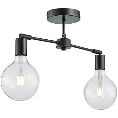 ANJIADENGSHI Matte Black Ceiling Light, 2-Light Modern Style Ceiling Lights Fixture for Living Room Dining Room Kitchen Bedroom, NO Bulb