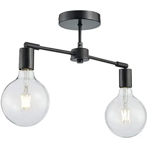 ANJIADENGSHI Matte Black Ceiling Light, 2-Light Modern Style Ceiling Lights Fixture for Living Room Dining Room Kitchen Bedroom, NO Bulb