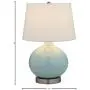 Amazon Brand – Stone & Beam Round Ceramic Table Lamp With Light Bulb and White Shade - 11 x 11 x 20 Inches, Cyan Blue