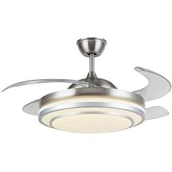 Southerns Lighting 42 Inch Invisible Ceiling Fan Light Fan Light Living Room Bedroom Dining Room Home Simple Modern Fan Chandelier with Electric Fan (Silver-04)