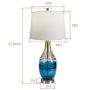 Maxax USB Glass Table Lamps Set of 2 with White Linen Shade for Living Room Bedroom,Blue &Gold Finish