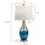 Maxax USB Glass Table Lamps Set of 2 with White Linen Shade for Living Room Bedroom,Blue &Gold Finish