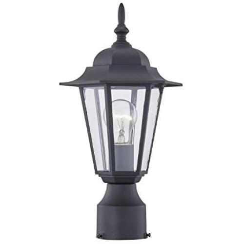 WISBEAM Outdoor Post Light, Pole Lantern, E26 Base 100W Max, Aluminum Housing Plus Glass, Wet Location Rated, ETL Qualified, Bulbs not Included (Black Finish)