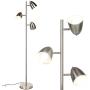 Brightech Jacob - LED Reading and Floor Lamp for Living Rooms & Bedrooms - Classy, Mid Century Modern Adjustable 3 Light Tree - Standing Tall Pole Lamp with 3 LED Bulbs - Satin Nickel