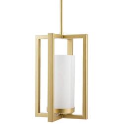 Verona Industrial Pendant Light | Satin Brass Hanging Light Fixture with LED Bulb LL-P13-3SB