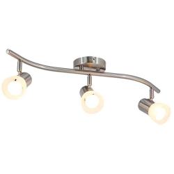 XiNBEi Lighting Track Lighting, 3 Light Wave Track Light with Glass Modern Ceiling Light Bar Brushed Nickel for Kitchen & Dining Room XB-TR1238-3-BN