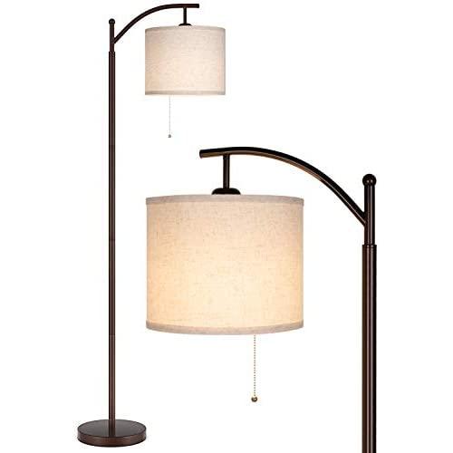 Joofo Floor Lamp, Classic Standing Lamp Reading Standing Light with Hanging Lamp Shade with Led Bulb, Floor Lamp for Living Room Bedrooms, Office, Light Brown Color