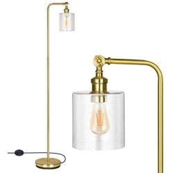 DEWENWILS Modern Floor Lamp for Living Room,Bedroom,Office,Stylish Gold Standing Lamp with Adjustable Glass Shade,63 inch Corner Lamp