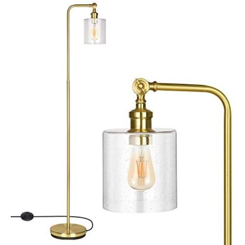 DEWENWILS Modern Floor Lamp for Living Room,Bedroom,Office,Stylish Gold Standing Lamp with Adjustable Glass Shade,63 inch Corner Lamp