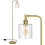 DEWENWILS Modern Floor Lamp for Living Room,Bedroom,Office,Stylish Gold Standing Lamp with Adjustable Glass Shade,63 inch Corner Lamp