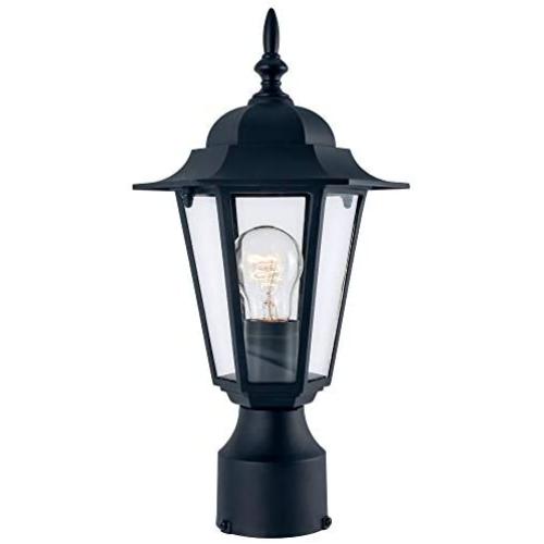 YaoKuem Outdoor Post Light, Pole Lantern, E26 Base 100W Max, Aluminum Housing Plus Glass, Wet Location Rated, Bulbs not Included (Black)