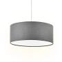 Modern Fabric Pendant Light, 15'' Classic 3-Light Drum Ceiling Chandelier, Grey Drum Shade, Round Frosted Plastic Diffuser, 3 Bulb, E26