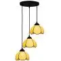 Creative Chandelier Style,Tiffany Style Pendant Light Fixture Modern Yellow Baked Bend Glass Chandelier Lighting Restaurant Dining Room Bar Art 3-arm Hanging Light Ceiling Lamp, E27,Adjustable Chain-b