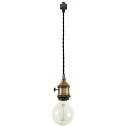 ANYE 1 ft Black Twisted Wire 1-Light H-Type Track Pendant Light Copper Base Light Fixtures Retro Vintage Edison Socket Ceiling Light for Loft Corridor Dining Room Bedroom Bulb and Track Not Included