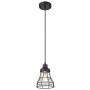 VICNIE 1-Light Mini Pendant Light, Farmhouse Hanging Light Fixture with Adjustable Cords, Seeded Glass Shade, Metal Frame, Black Finish for Kitchen Islands, Dining Room