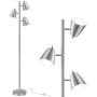QiMH Floor Lamps for Living Room,65''Tall Reading Standing Lamp with Adjustable Arms, Modern Floor Lamps for Bedrooms with 3 Light Bulbs (Silver)