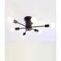 RUXUE Modern Metal Art Oil-Rubbed Sputnik Dining Room Flush Mount Ceiling Light 6 Lights Black Painted Finish Black