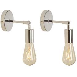 BAODEN 1 Light Bathroom Wall Sconce Set of 2 Vintage Industrial Wall Lamp Pole Wall Mount Lighting Fixture（Chrome Color）