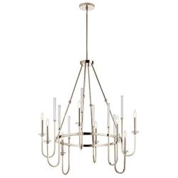 Kichler 52210PN Kadas Chandelier, 8-Light 480 Total Watts, Polished Nickel