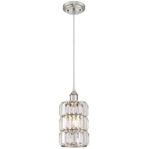 Westinghouse Lighting 6338900 Sophie One-Light Indoor Mini Pendant, Brushed Nickel Finish with Crystal Prism Glass