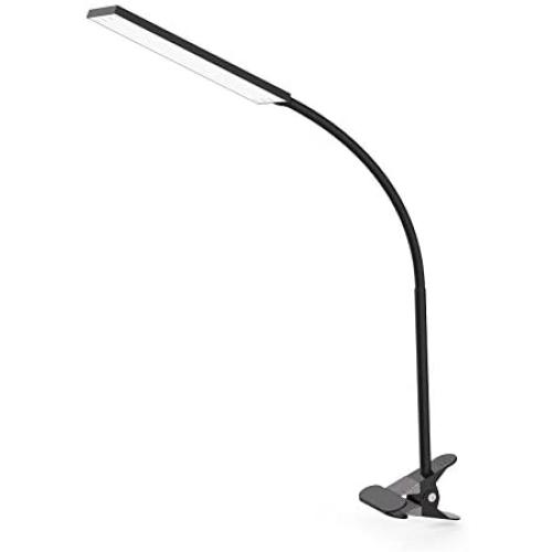 TOPESEL 5W 48 LEDs Dimmable Clip-on Led Desk Lamp, Eye-Care Flexible Gooseneck USB Clamp Reading Lamp, 3 Color Temperature, 14 Brightness Levels Table Lamp, Black