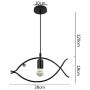KIICN Chandelier Pendant Lighting Holder, Adjustable Hanging Light Fixtures Fish-Shaped Iron Lamp Holder Farmhouse Pendant Light E27 Base for Kitchen Island Dining Room Living Room Hotel Black