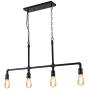 LMSOD Farmhouse Chandelier Light Fixture, 4 Lights Dining Room Kitchen Island Pendant Light in Black Metal Industrial Water Pipe