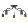 Electro bp;Cozy Style Barebulb 5-Arm Matt Black Semi Flush Mount Ceiling Lighting Fixtures,300W,18.9''Dia for Bedroom