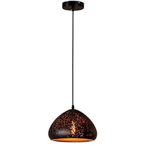 LITFAD Starry Sky Shade Pendant Light 9.84'' Industrial Style Weathered Iron Shade Single Mushroom Shape Pendant Lamp Mounted Ceiling Light with Adjustable Chain for Dining Room Restaurant Bar - C