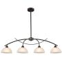 Dazhuan Vintage Frosted Glass Shade Chandelier 4-Lights Pendant Lighting Hanging Ceiling Lamp