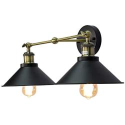 Longwind Industrial Farmhouse Black 2 Light Wall Sconces,Simplicity Vintage Bathroom Metal Wall Light Fixture