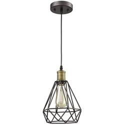 YOBO Lighting Vintage Oil Rubbed Bronze Polygon Wire Pendant Light Art Deco