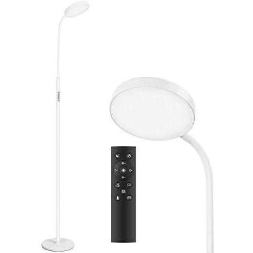 Floor Lamp, Joofo Led Floor Lamp, Remote and Touch Control, 1 Hour Timer Reading Standing Lamp, 4 Color Temperatures with Stepless Dimmer Floor Lamp for Living Room Bedroom Office, White