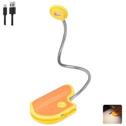 BIGMONAT Rechargeable Reading Light in Bed Clip on, Small Book Light,Multi Colors Portable LED Reading Lamp with 360° Rotary Light Neck,Wireless Clip Reading Light for Books in Bed (Yellow)