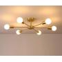 Modo Lighting Flush Mount Ceiling Lighting Sputnik Chandelier Fixture Brushed Brass 6-Light Mid-Century Pendant Light for Dining Room Bedroom