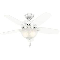 Hunter Builder Indoor Ceiling Fan with LED Light and Pull Chain Control, 42'', White / Light O